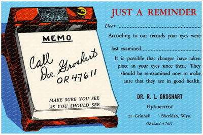 Sheridan, WY: Dr. R. L. Groshart, Optometrist, 25 Grinnell