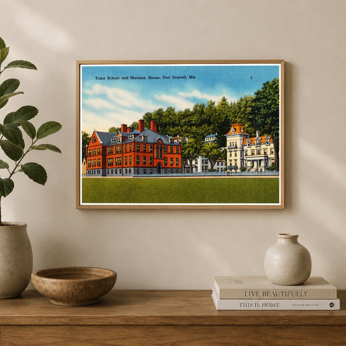 Tome School and mansion house, Port Deposit, MD — Vintage Maryland Postcard