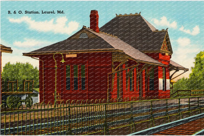 B. & O. Station, Laurel, MD — Vintage Maryland Postcard