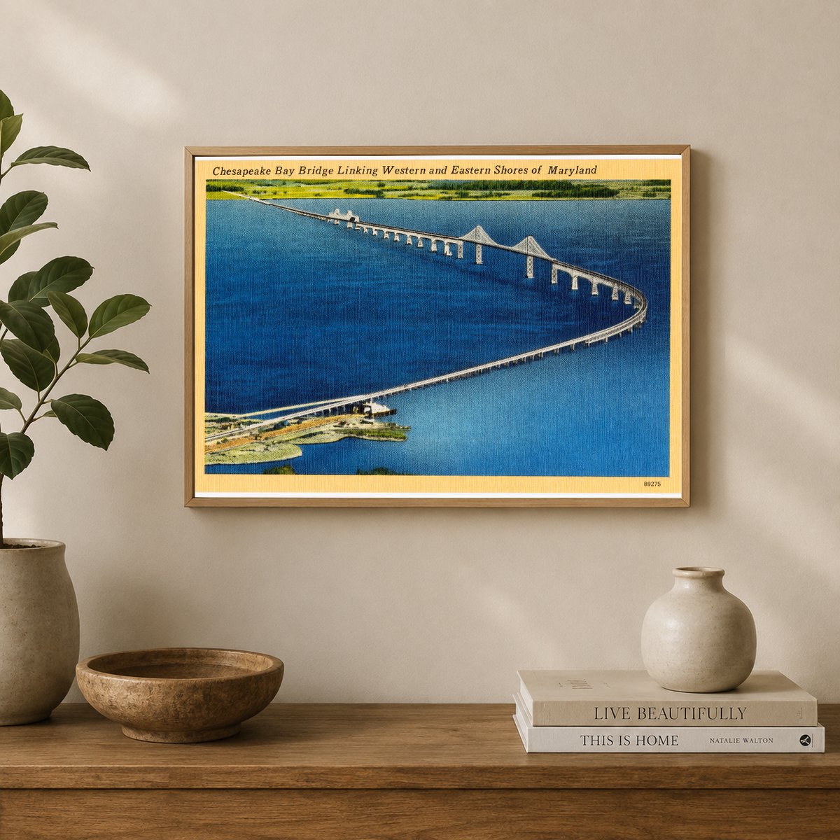 Chesapeake Bay Bridge linking western and eastern shores of Maryland — Vintage Maryland Postcard