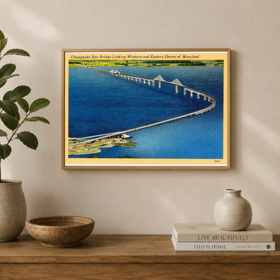 Chesapeake Bay Bridge linking western and eastern shores of Maryland — Vintage Maryland Postcard