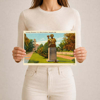 Tecumseh Monument, U. S. Naval Academy, Annapolis, MD — Vintage Maryland Postcard
