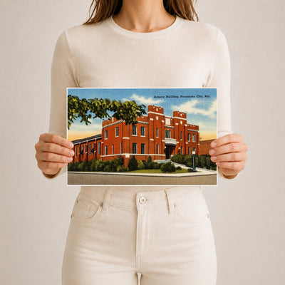 Armory building, Pocomoke City, MD — Vintage Maryland Postcard