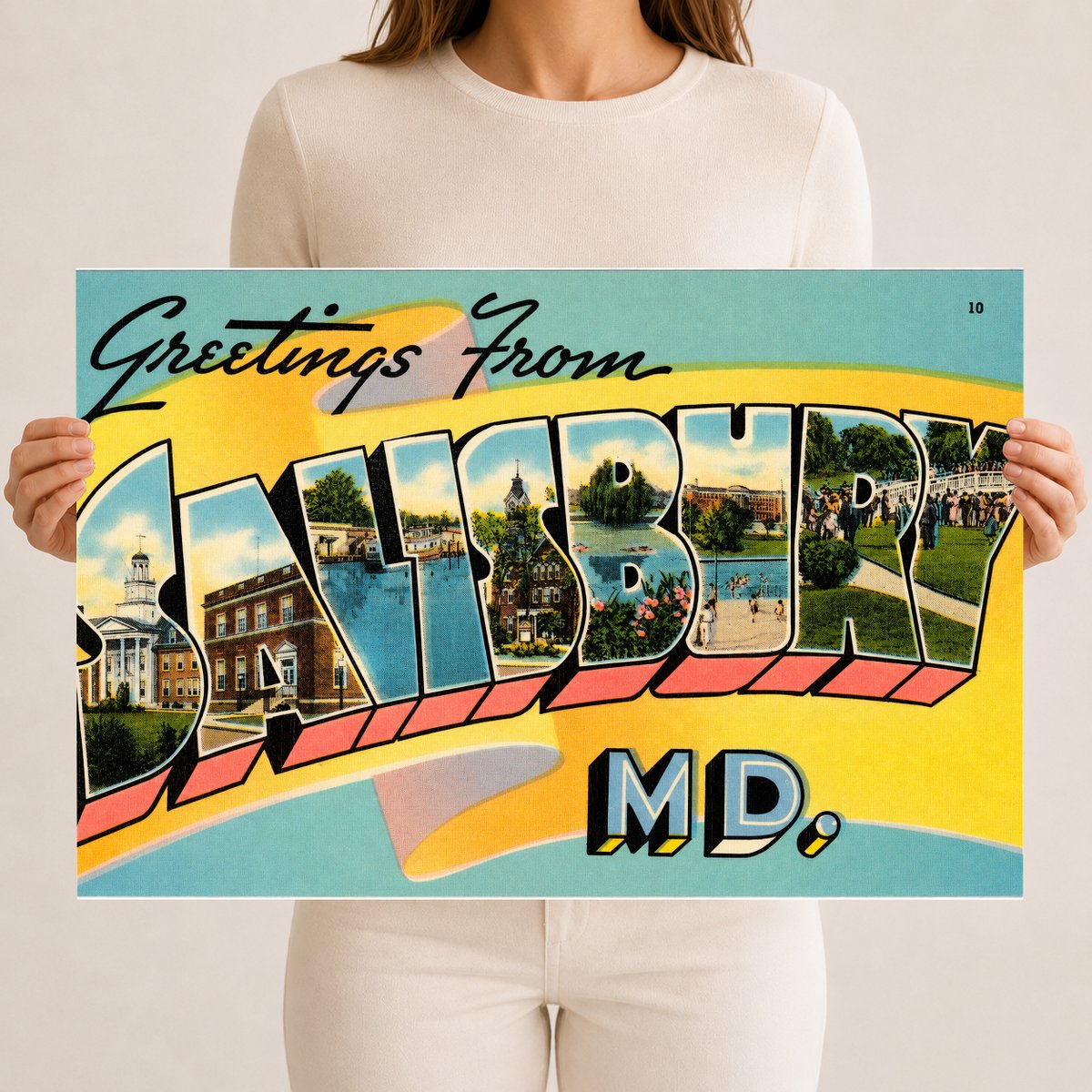 Greetings from Salisbury, MD — Vintage Maryland Postcard