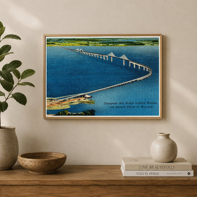 Chesapeake Bay Bridge, linking western and eastern shores of Maryland — Vintage Maryland Postcard