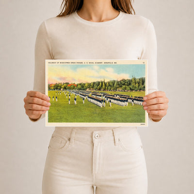 Regiment of Midshipmen dress parade, U. S. Naval Academy, Annapolis, MD — Vintage Maryland Postcard