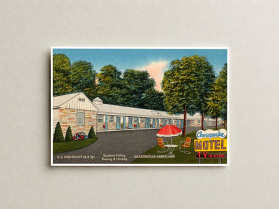 Chesapeake Motel, U. S. Highways 50 & 301... excellent fishing, boating & hunting... Grasonville, Maryland — Vintage Maryland Postcard