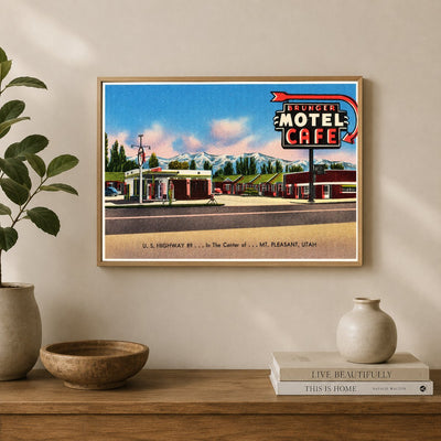 Mount Pleasant, UT: Brunger Motel Café, U.S. Highway 89... In the center of... Mt. Pleasant