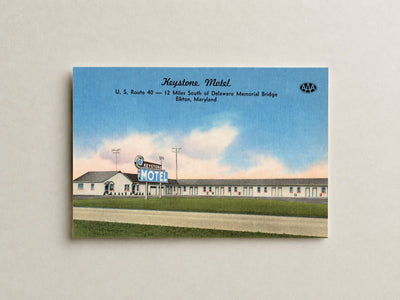 Keystone Motel, U. S. Route 40 -- 12 miles south of Delaware Memorial Bridge, Elkton, Maryland — Vintage Maryland Postcard