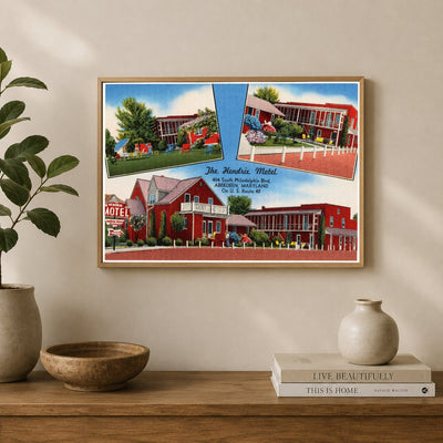 The Hendrix Motel, 404 South Philadelphia Blvd., Aberdeen, Maryland on U. S. Route 40 — Vintage Maryland Postcard
