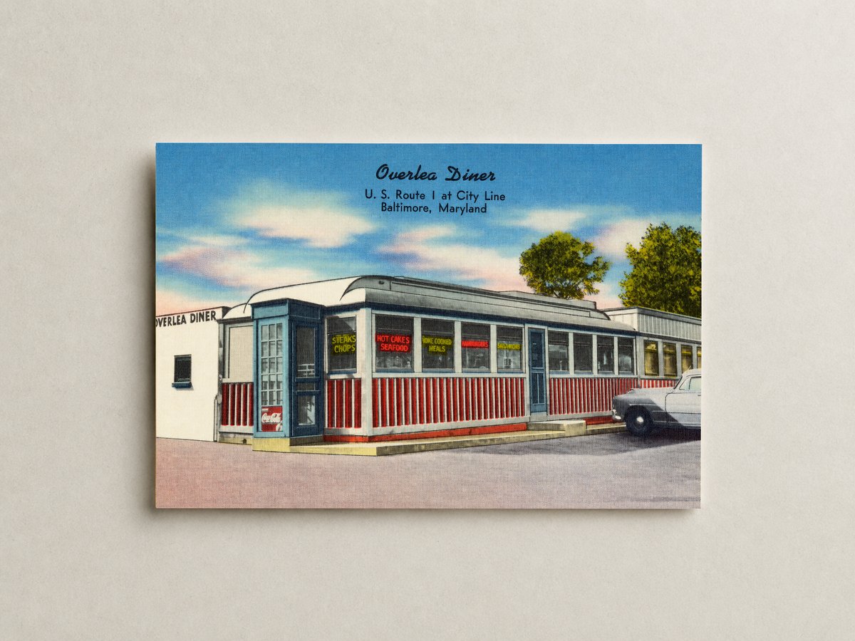 Overlea Diner, U. S. Route 1 at city line, Baltimore, Maryland — Vintage Maryland Postcard