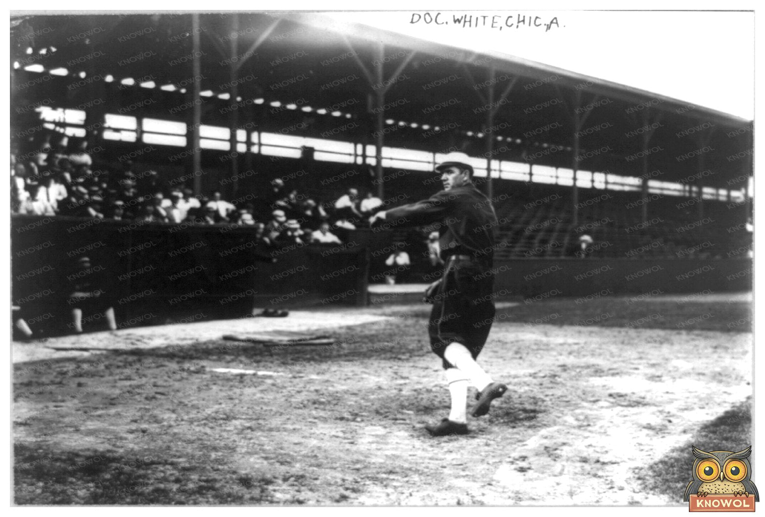 1910 Chicago Pitcher Doc White in Action