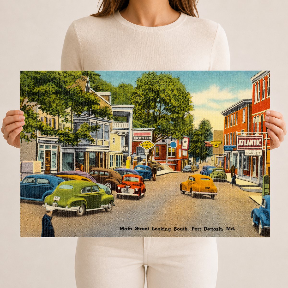 Main Street looking south, Port Deposit, MD — Vintage Maryland Postcard