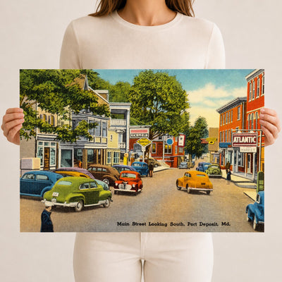 Main Street looking south, Port Deposit, MD — Vintage Maryland Postcard