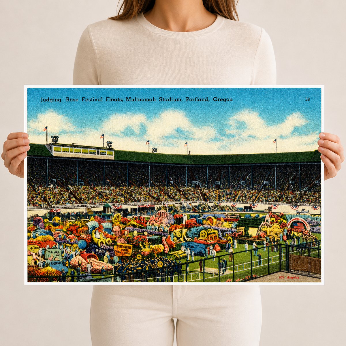 Portland, OR: Judging Rose Festival floats, Multnomah Stadium