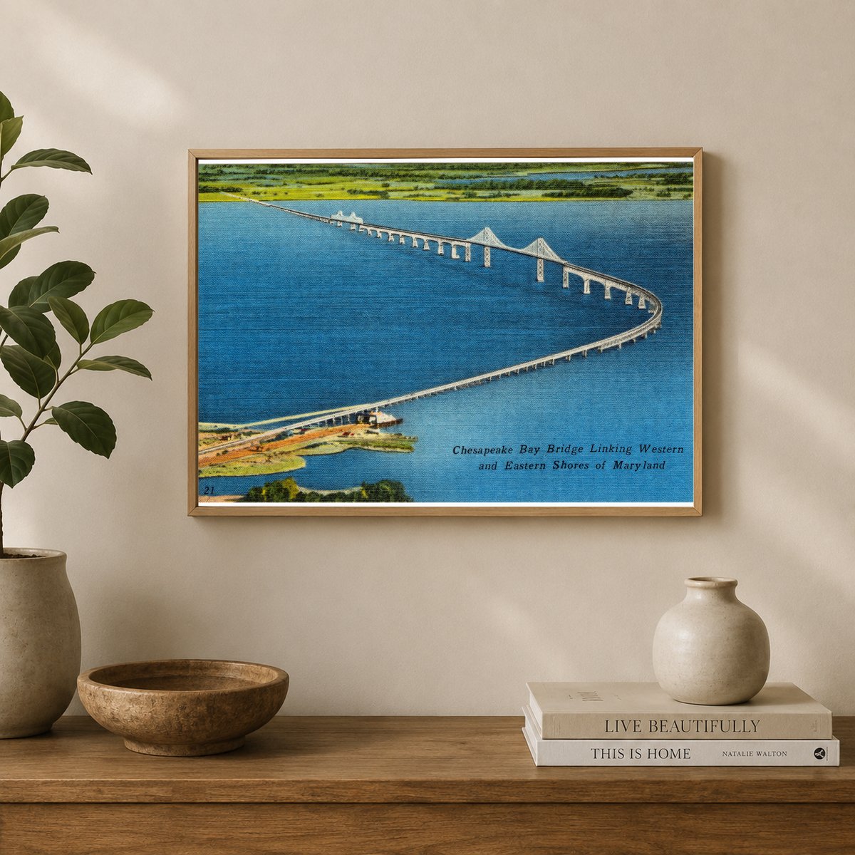 Chesapeake Bay Bridge, linking western and eastern shores of Maryland — Vintage Maryland Postcard