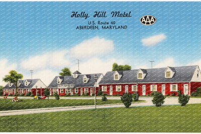 Holly Hill Motel, U.S. Route 40, Aberdeen, Maryland — Vintage Maryland Postcard
