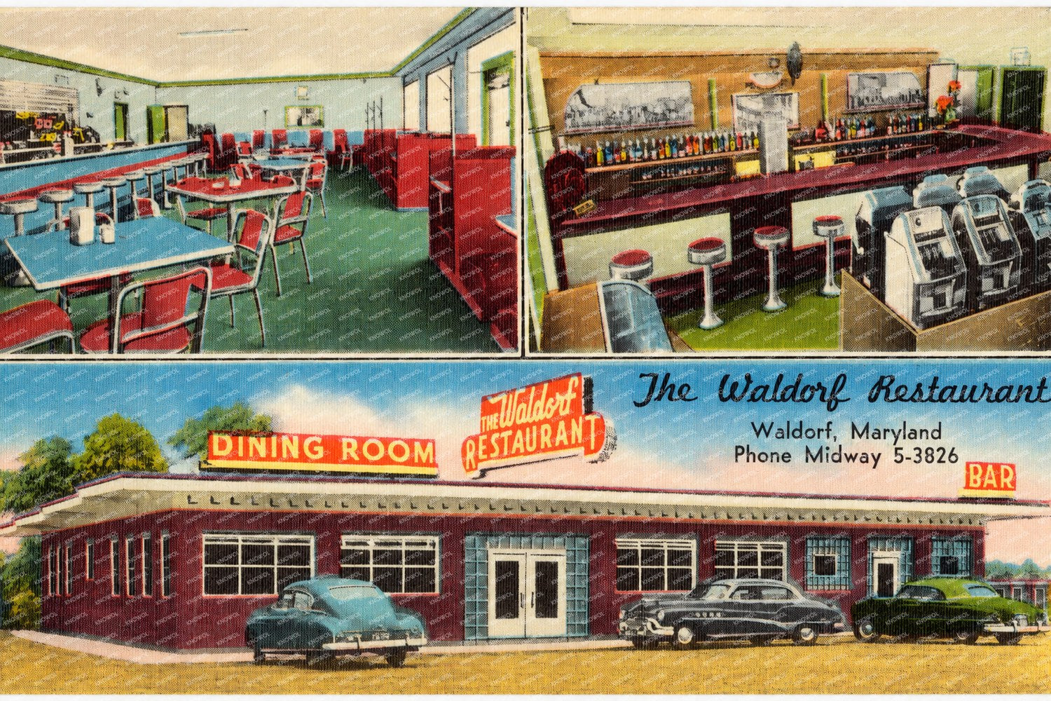 The Waldorf Restaurant, Waldorf, Maryland — Vintage Maryland Postcard