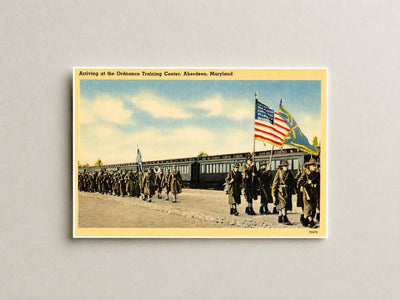 Arriving at the Ordnance Training Center, Aberdeen, Maryland — Vintage Maryland Postcard