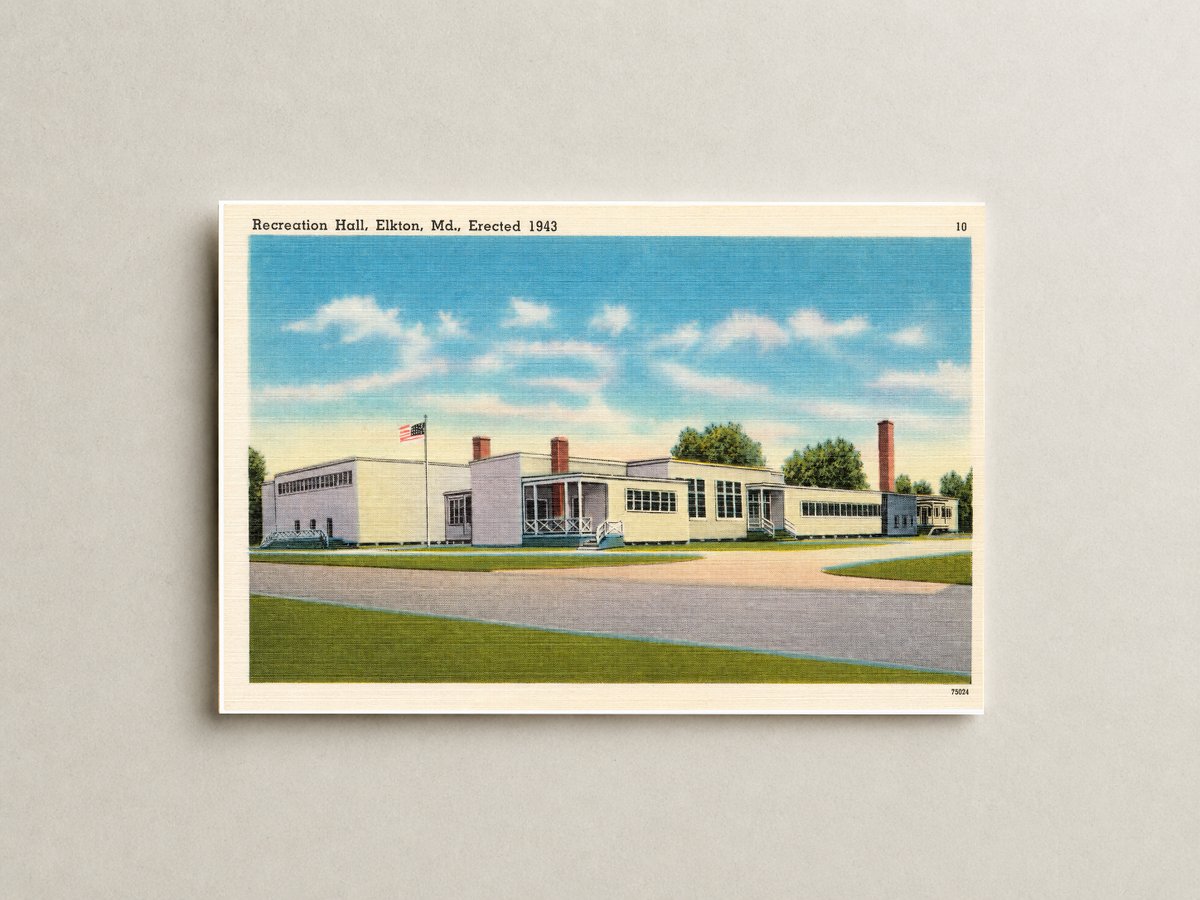 Recreation Hall, Elkton, MD, erected 1943 — Vintage Maryland Postcard