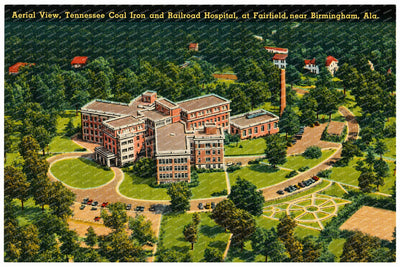 Birmingham, AL: Aerial view, Tennessee Coal Iron and Railroad Hospital, at Fairfield, near Birmingham