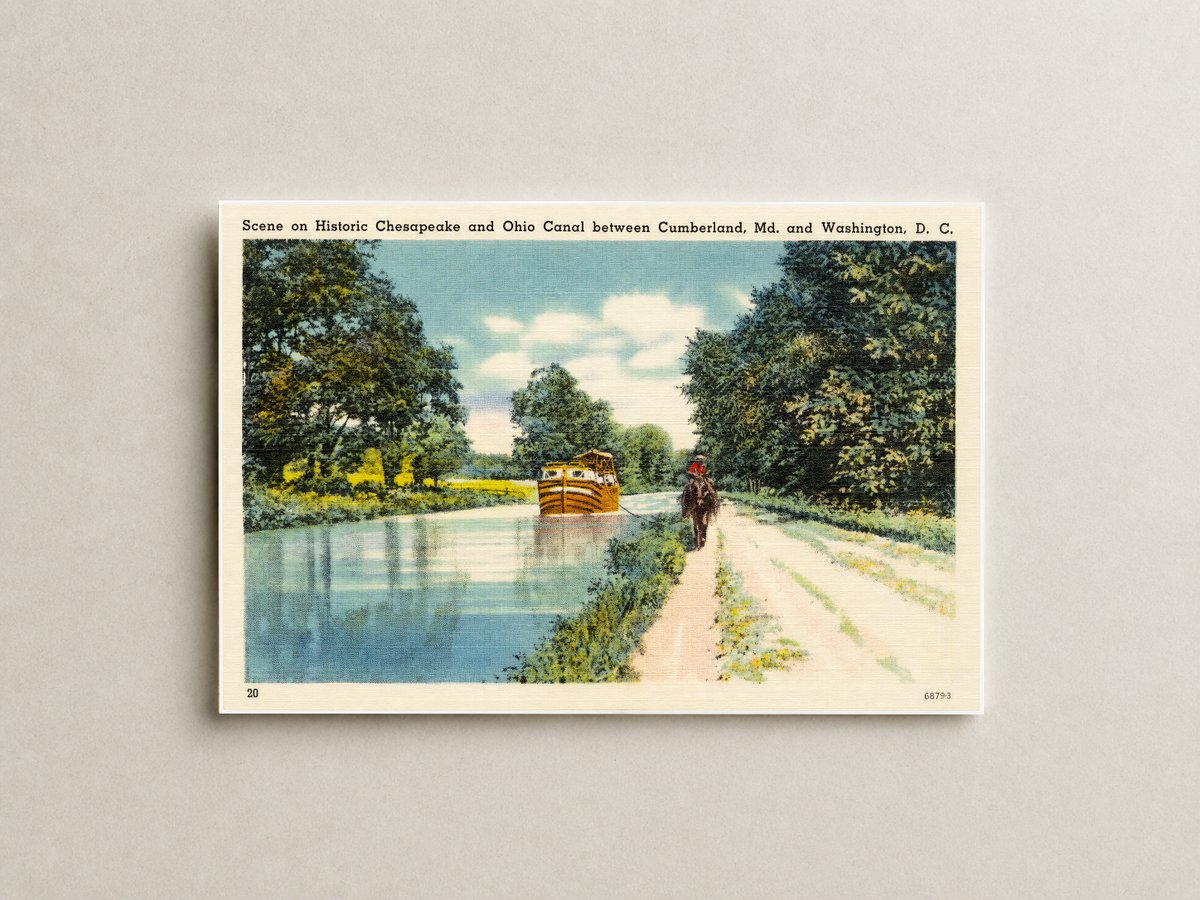 Scene on Historic Chesapeake and Ohio Canal between Cumberland, MD and Washington, D. C. — Vintage Maryland Postcard