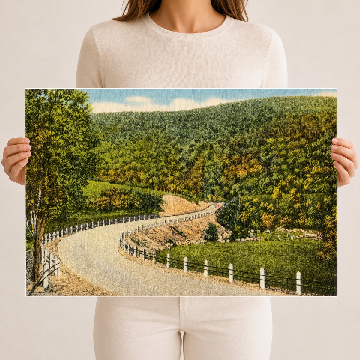 Road heading toward mountains — Vintage Maryland Postcard