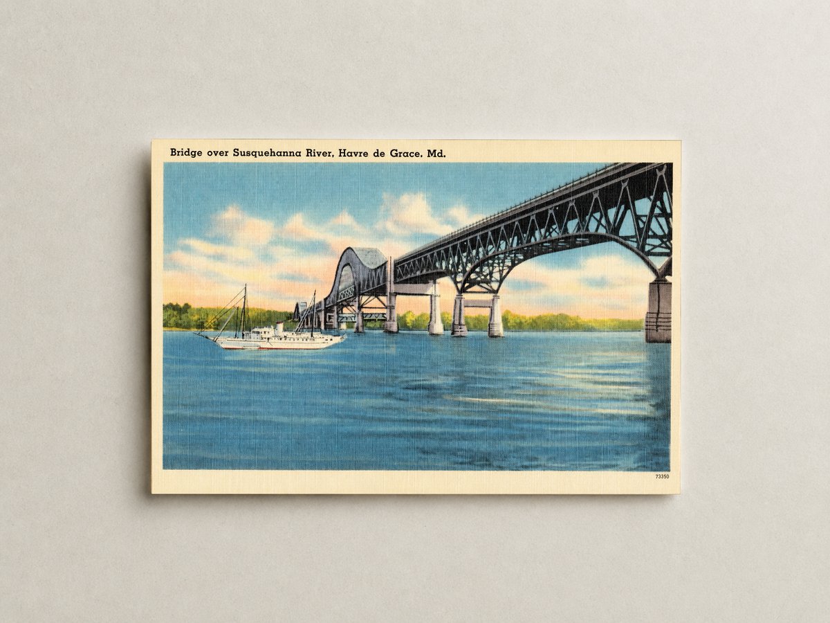 Bridge over Susquehanna River, Havre de Grace, MD — Vintage Maryland Postcard