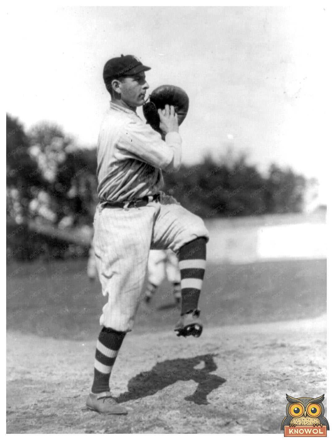 1909 Vintage Portrait of NY Baseball Catcher in Action