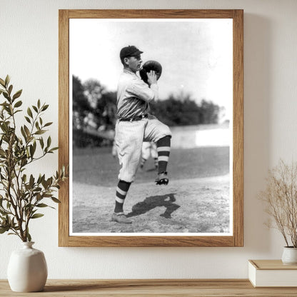1909 Vintage Portrait of NY Baseball Catcher in Action