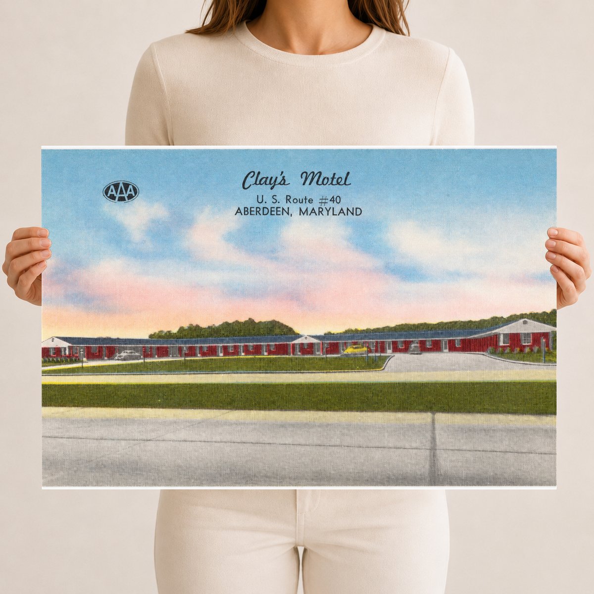 Clay's Motel, U. S. Route #40, Aberdeen, Maryland — Vintage Maryland Postcard