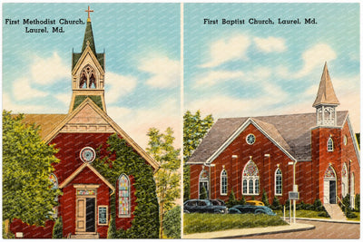 First Methodist Church, Laurel, MD — Vintage Maryland Postcard