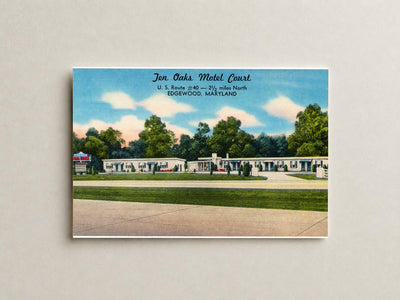 Ten Oaks Motel Court, U. S. Route #40 -- 2 1/2 miles north, Edgewood, Maryland — Vintage Maryland Postcard