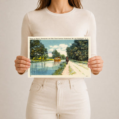 Scene on Historic Chesapeake and Ohio Canal between Cumberland, MD and Washington, D. C. — Vintage Maryland Postcard