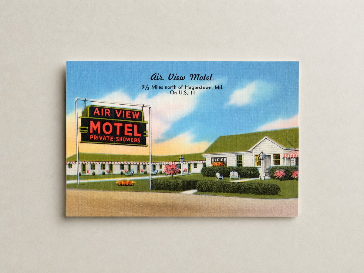 Air View Motel, 3 1/2 miles north of Hagerstown, MD on U. S. 11 — Vintage Maryland Postcard