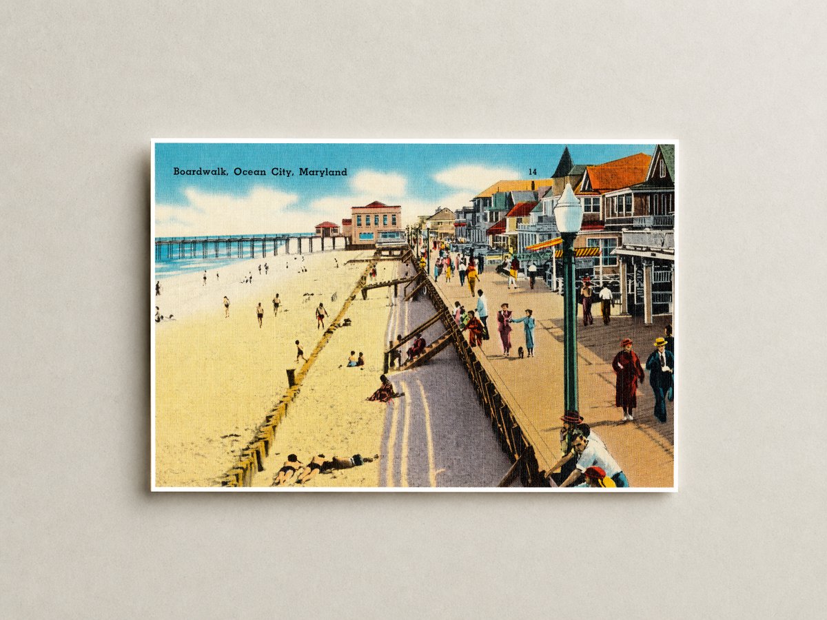 Boardwalk, Ocean City, Maryland — Vintage Maryland Postcard