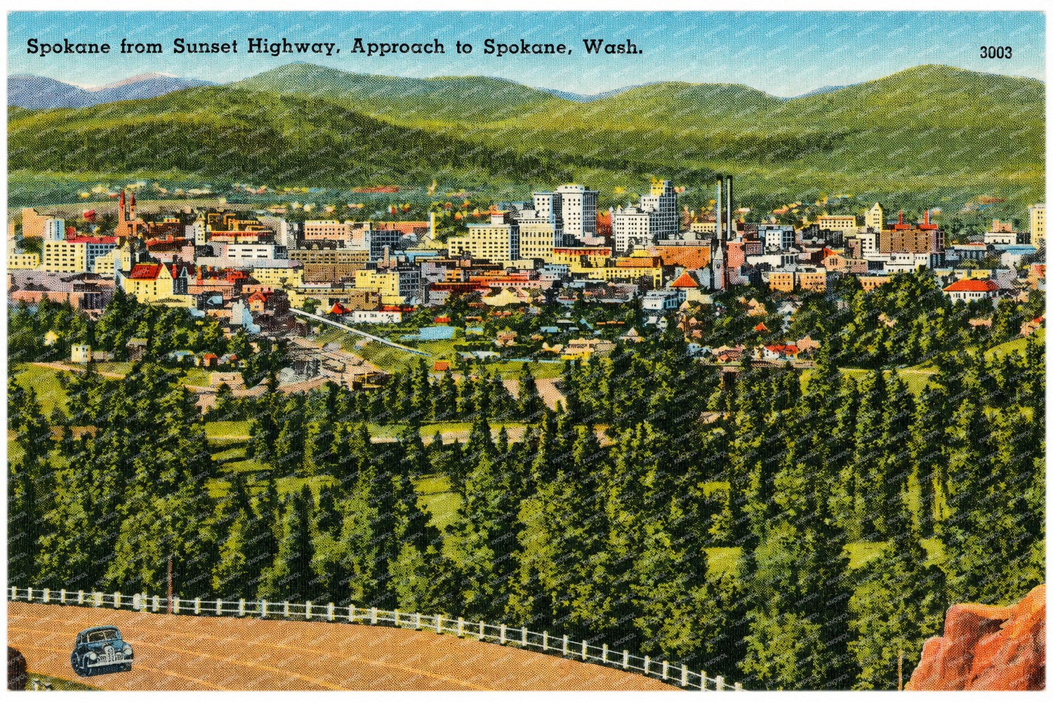 Spokane, WA: Spokane from Sunset Highway, approach to Spokane