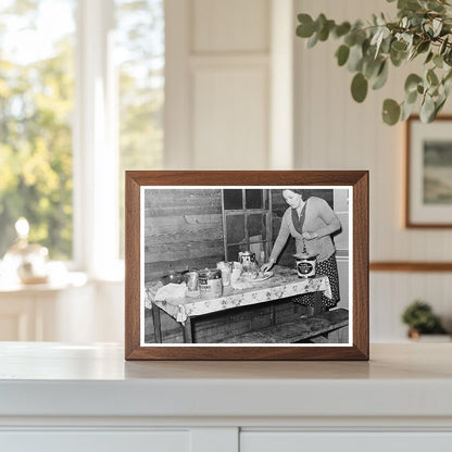 Wife of Tenant Farmer Cleaning Kitchen in 1939 Mississippi
