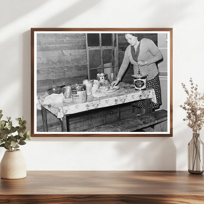 Wife of Tenant Farmer Cleaning Kitchen in 1939 Mississippi