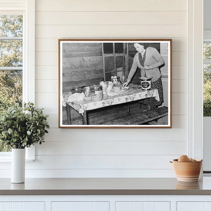 Wife of Tenant Farmer Cleaning Kitchen in 1939 Mississippi