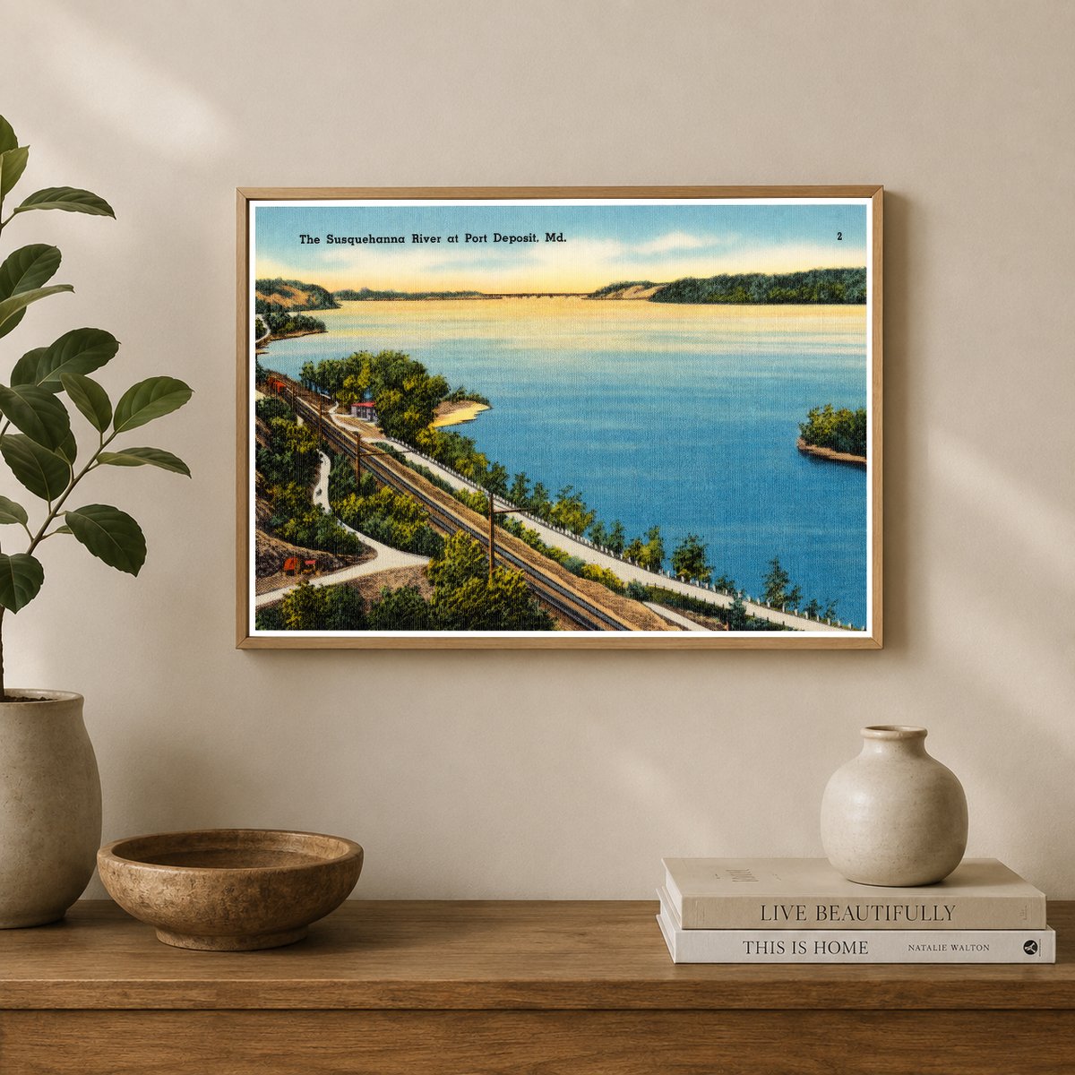 The Susquehanna River at Port Deposit, MD — Vintage Maryland Postcard