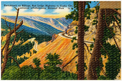 Yellowstone National Park, WY: Switchbacks on Billings, Red Lodge Highway to Cooke City, entrance to Yellowstone National Park