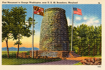 First monument to George Washington, near U. S. 40, Boonsboro, Maryland — Vintage Maryland Postcard