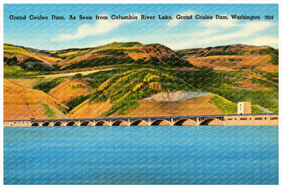 Columbia River, WA: Grand Coulee Dam as seen from Columbia River Lake, Grand Coulee Dam