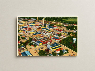 Miles City, MT: Air view of business section, Miles City, Montana, looking southeast 121