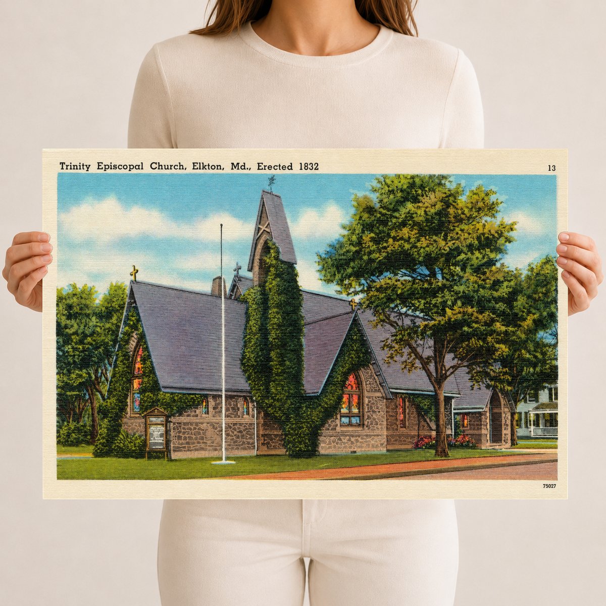 Trinity Episcopal Church, Elkton, MD, Erected 1832 — Vintage Maryland Postcard