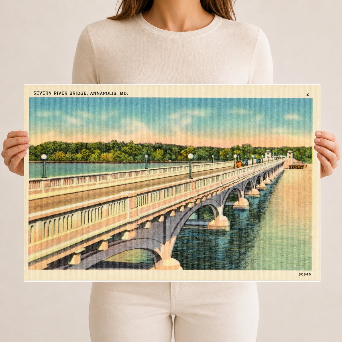Severn River Bridge, Annapolis, MD. — Vintage Maryland Postcard