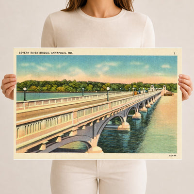 Severn River Bridge, Annapolis, MD. — Vintage Maryland Postcard