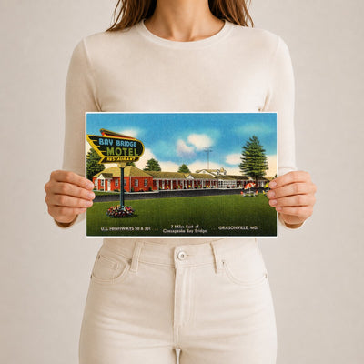 Bay Bridge Motel, U. S. Highways 50 & 301... 7 miles east of Chesapeake Bay Bridge, Grasonville, MD — Vintage Maryland Postcard