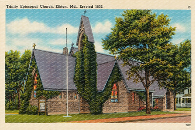 Trinity Episcopal Church, Elkton, MD, Erected 1832 — Vintage Maryland Postcard
